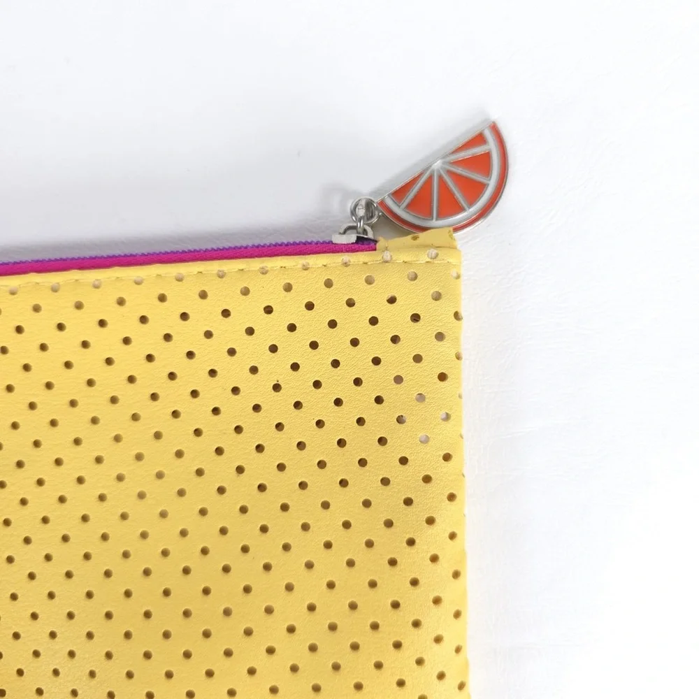 IPSY Yellow Mesh Orange Slice Zipper + Floral Makeup‎ Cosmetic Bags